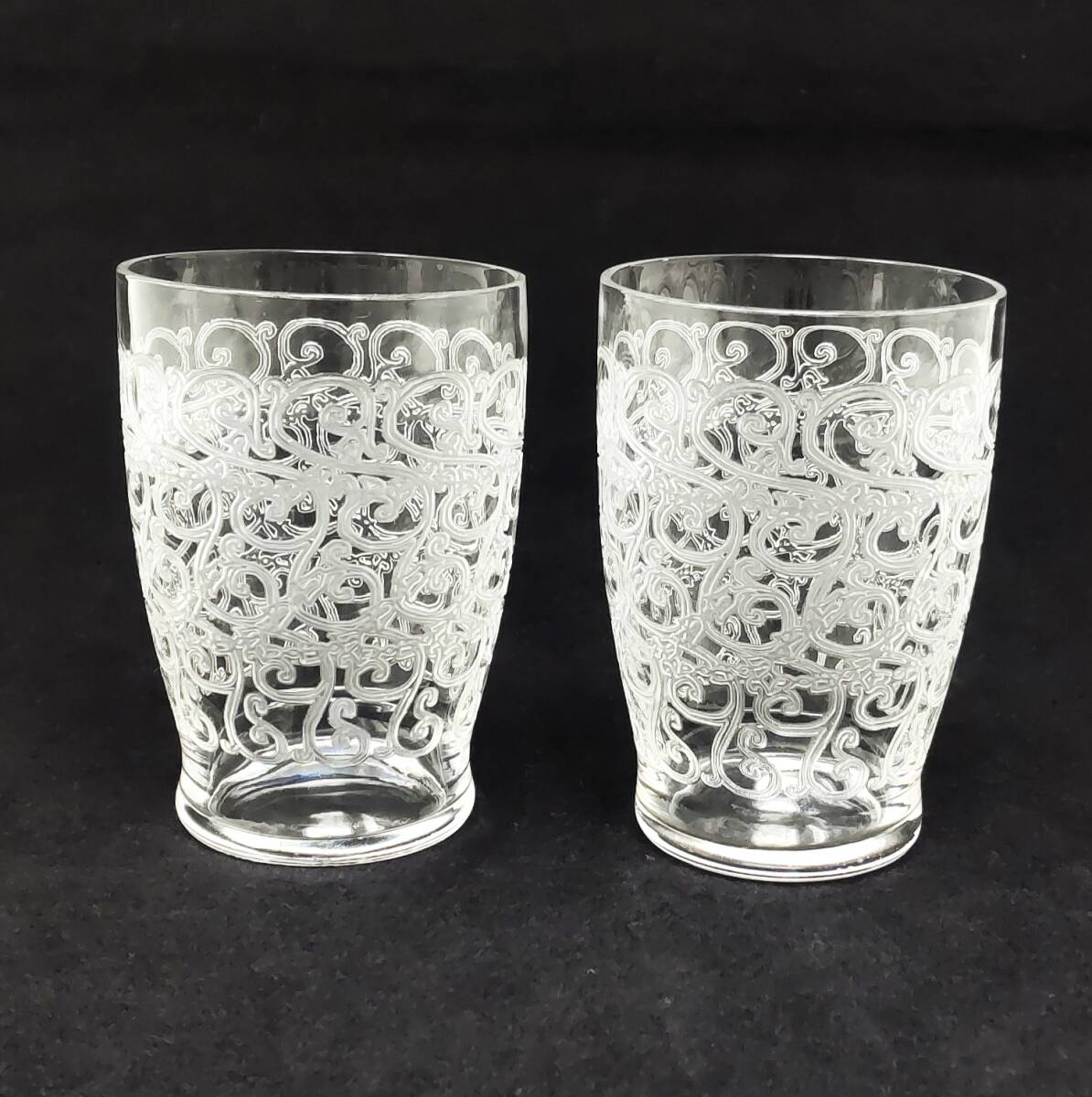 バカラ BACCARAT ローハン クヴィユ ROHAN GOUVIEUX 樽型 グラス 2客 H7.8cm 079◆ペア フランス クリスタル タンブラー ワイングラス