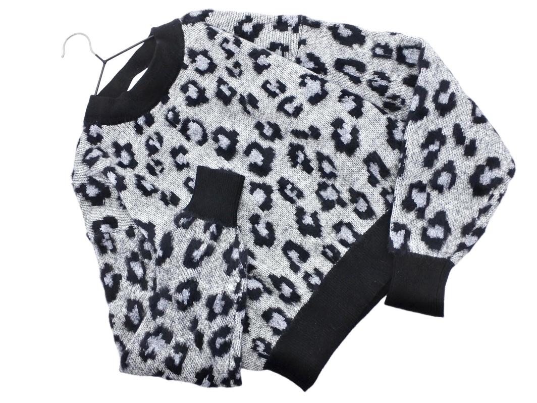 AZUL BY MOUSSY アズールバイマウジー ヒョウ柄 ニット セーター sizeS/黒ｘグレー ◇■ ☆ faa6 レディース_画像1