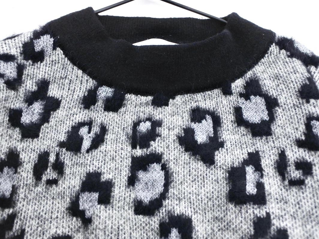AZUL BY MOUSSY アズールバイマウジー ヒョウ柄 ニット セーター sizeS/黒ｘグレー ◇■ ☆ faa6 レディース_画像2