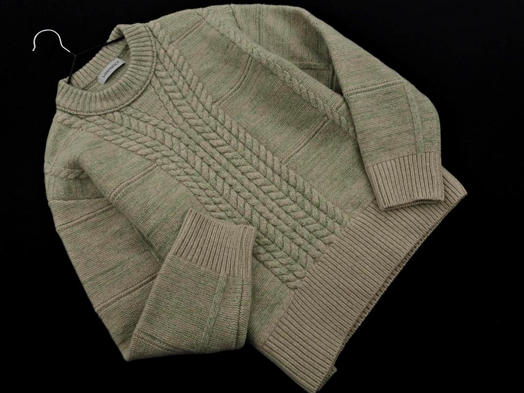 WRAPINKNOT ラッピンノット ウール混 ニット セーター size0/ベージュｘ緑 ◇■ ☆ faa6 レディース