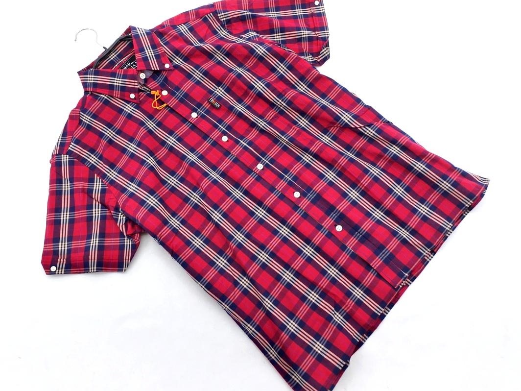 ネコポスOK 新品 TROJAN トロージャン チェック ボタンダウン シャツ sizeM/赤 ■◆ ☆ faa6 メンズ