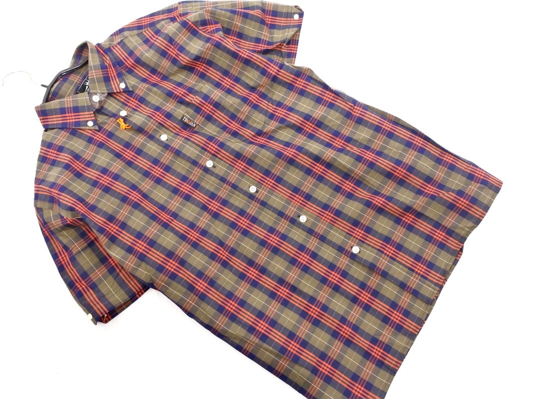 ネコポスOK 新品 TROJAN トロージャン チェック ボタンダウン シャツ sizeM/オリーブ ■◆ ☆ faa6 メンズ