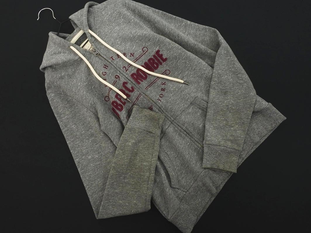Abercrombie & Fitch アバクロンビー＆フィッチ 里起毛 ロゴ ジップアップ パーカー sizeM/グレー ◇■ ☆ faa8 レディース