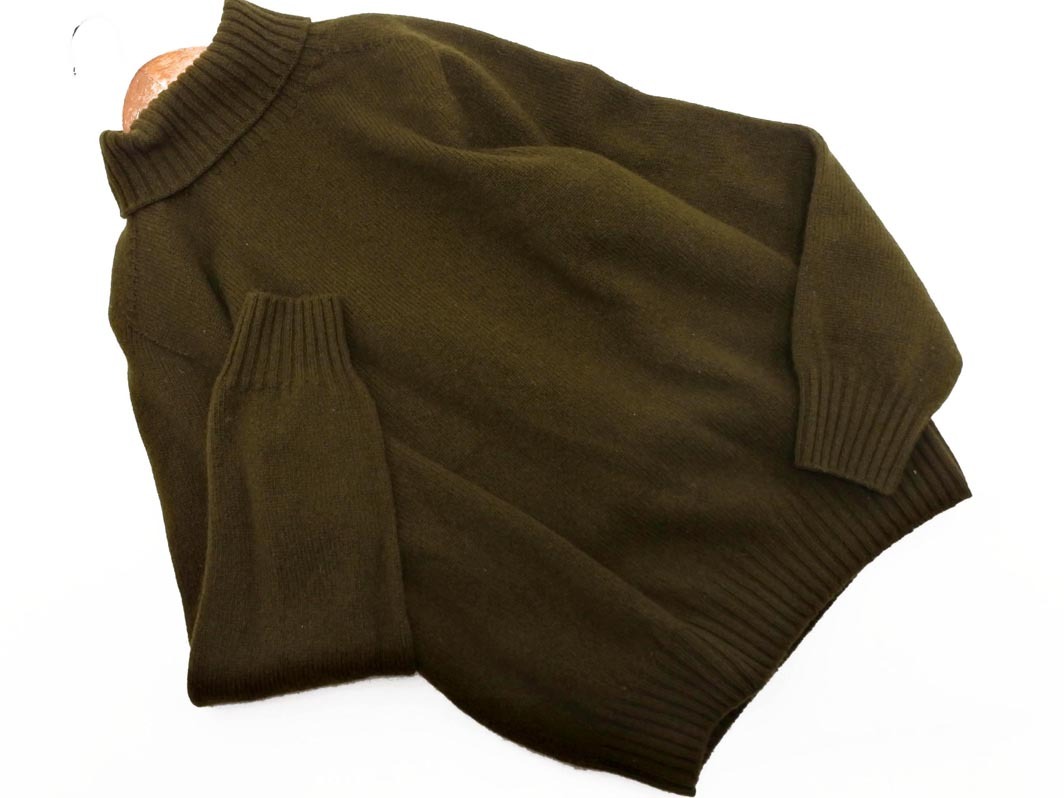 Harley OF SCOTLAND ハーレーオブスコットランド ウール100% タートルネック ニット セーター size34/カーキ ◇■ ☆ faa6 レディース