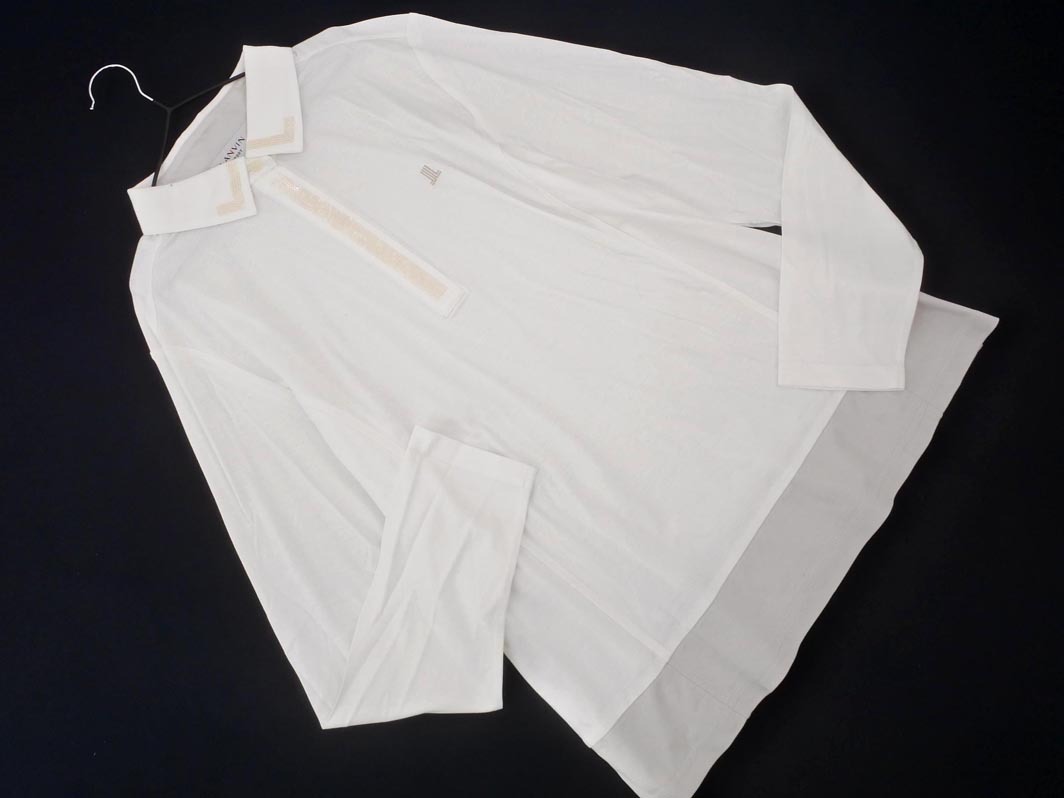 ネコポスOK LANVIN ランバン SPORT スパンコール ポロシャツ 白 ■◇ ☆ faa8 レディース
