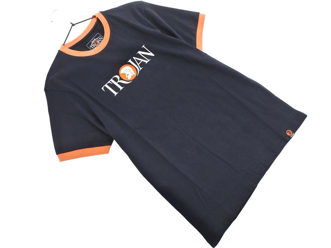 新品 TROJAN トロージャン ロゴ Tシャツ sizeM/黒ｘオレンジ ■◆ ☆ faa6 メンズ
