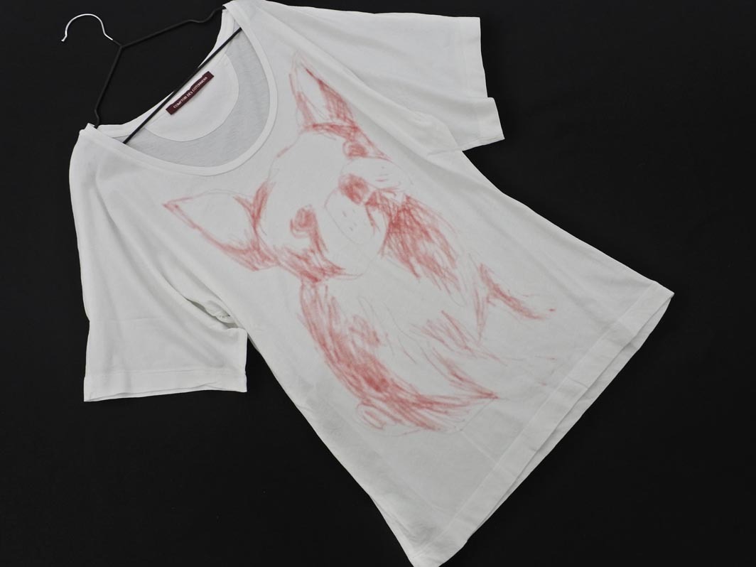 ネコポスOK COMPTOIR DES COTONNIERS コントワーデコトニエ 犬 プリント Tシャツ sizeS/白 ■◆ ☆ faa8 レディース