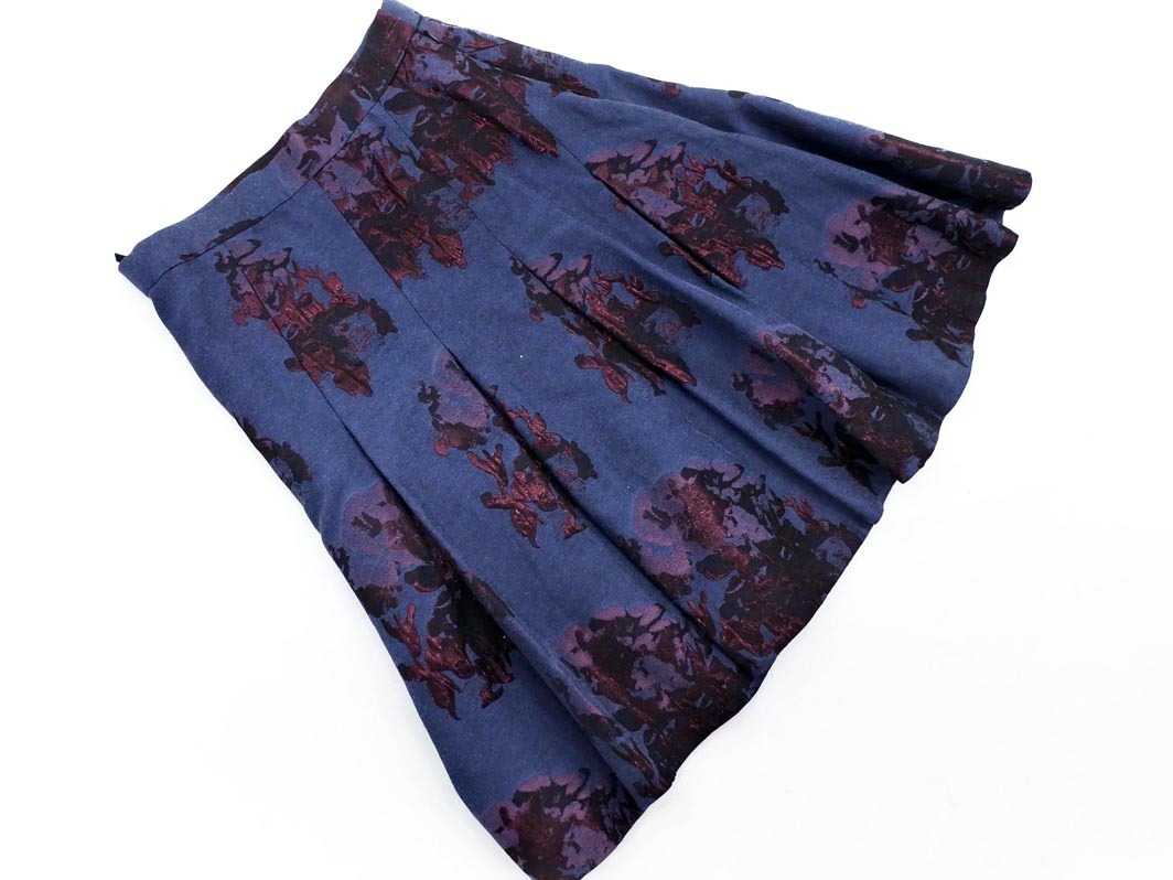 LANVIN ランバン コレクション 総柄 Aライン 台形 スカート size40/濃紺 ◇■ ☆ fab0 レディース