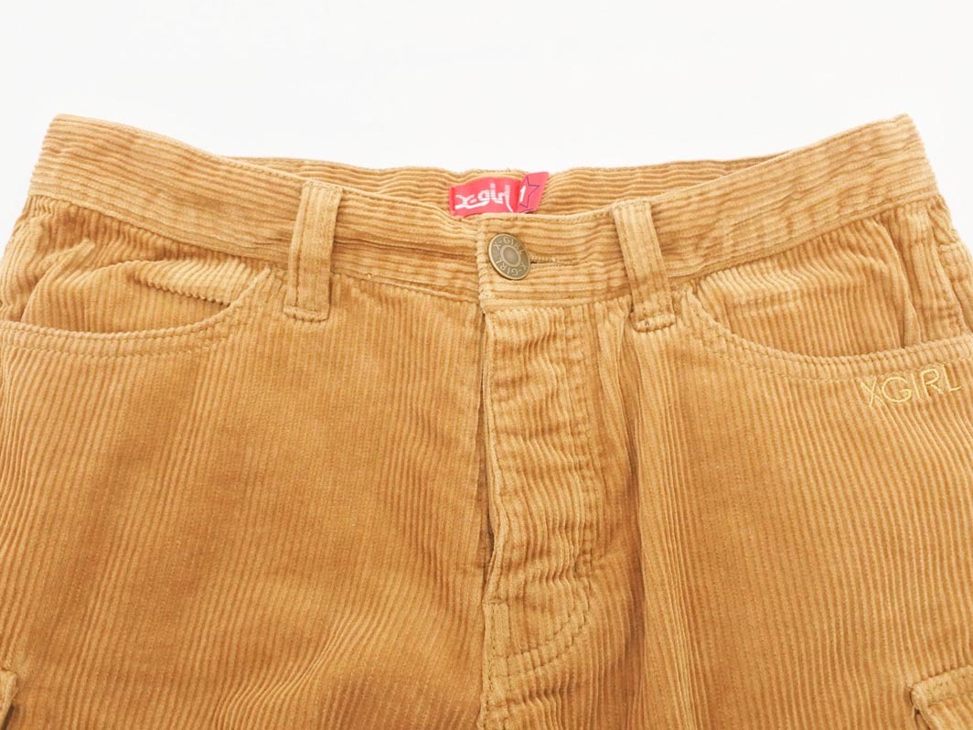 X-girl エックスガール ボタンフライ コーデュロイ カーゴ ショート パンツ size1/茶 ◇■ ☆ faa9 レディース