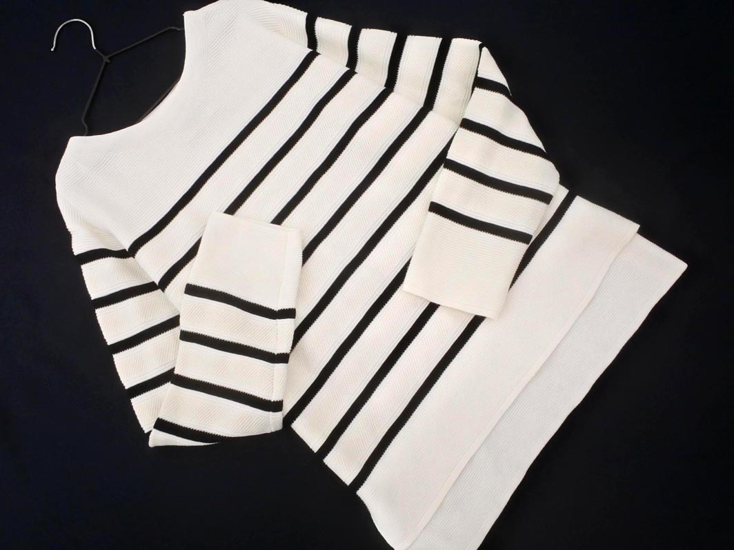 OPAQUE オペーク ボーダー カットソー sizeS/白ｘ黒 ■◇ ☆ fab0 レディース
