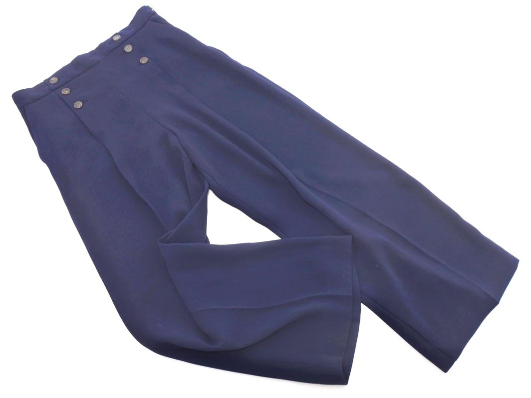 OPAQUE オペーク ダブルボタン ワイド パンツ size40/紺 ■■ ☆ fab0 レディース