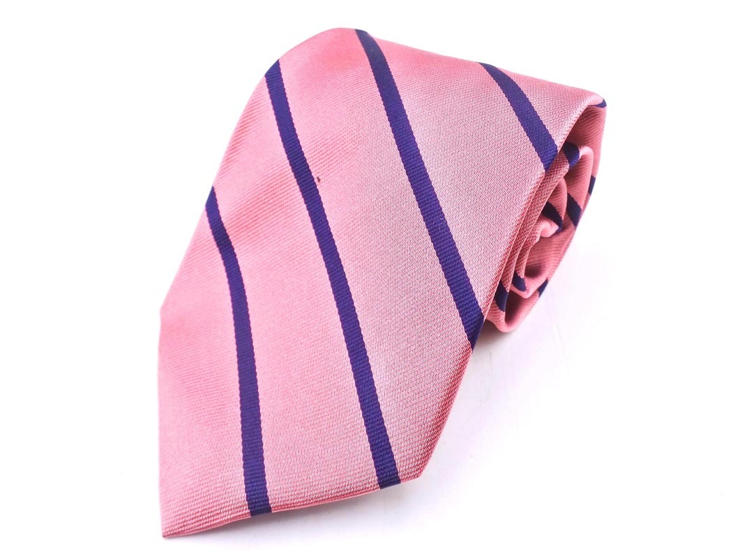 ネコポスOK 新品 BROOKS BROTHERS ブルックスブラザーズ シルク100% 斜めストライプ ネクタイ ピンク ■■ ☆ faa9 メンズ