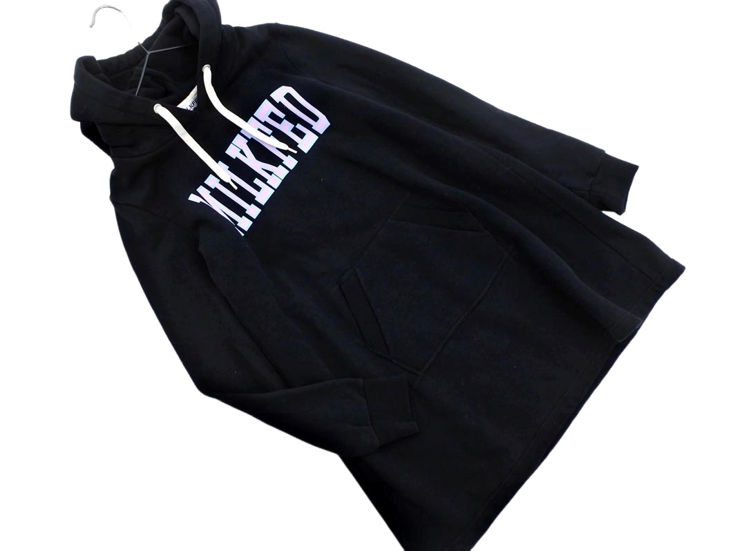MILKFED ミルクフェド 裏起毛 ロゴ チュニック プルオーバー パーカー sizeS/黒 ◇■ ☆ fab4 レディース