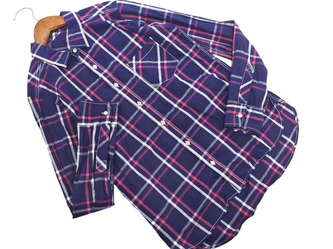 ネコポスOK BARNYARDSTORM バンヤードストーム チェック シャツ size1/紺 ■◇ ☆ fab4 レディース