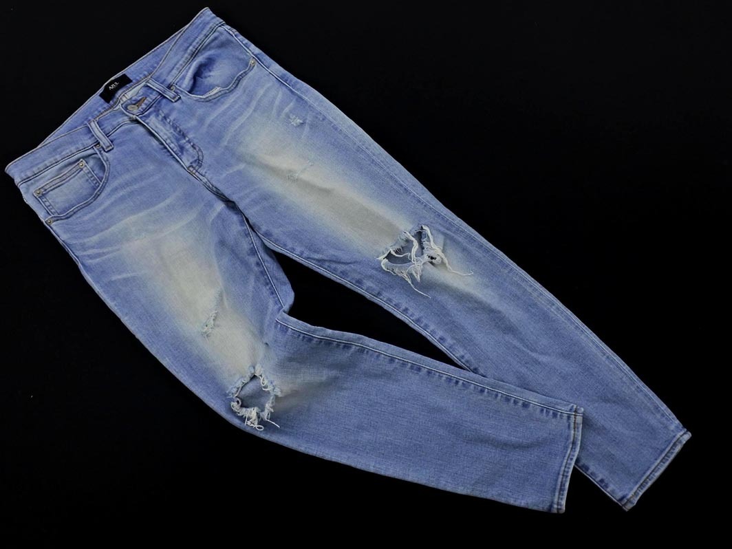 AZUL BY MOUSSY アズールバイマウジー ダメージ加工 デニムパンツ sizeXL/水色 ■■ ☆ fab4 レディース