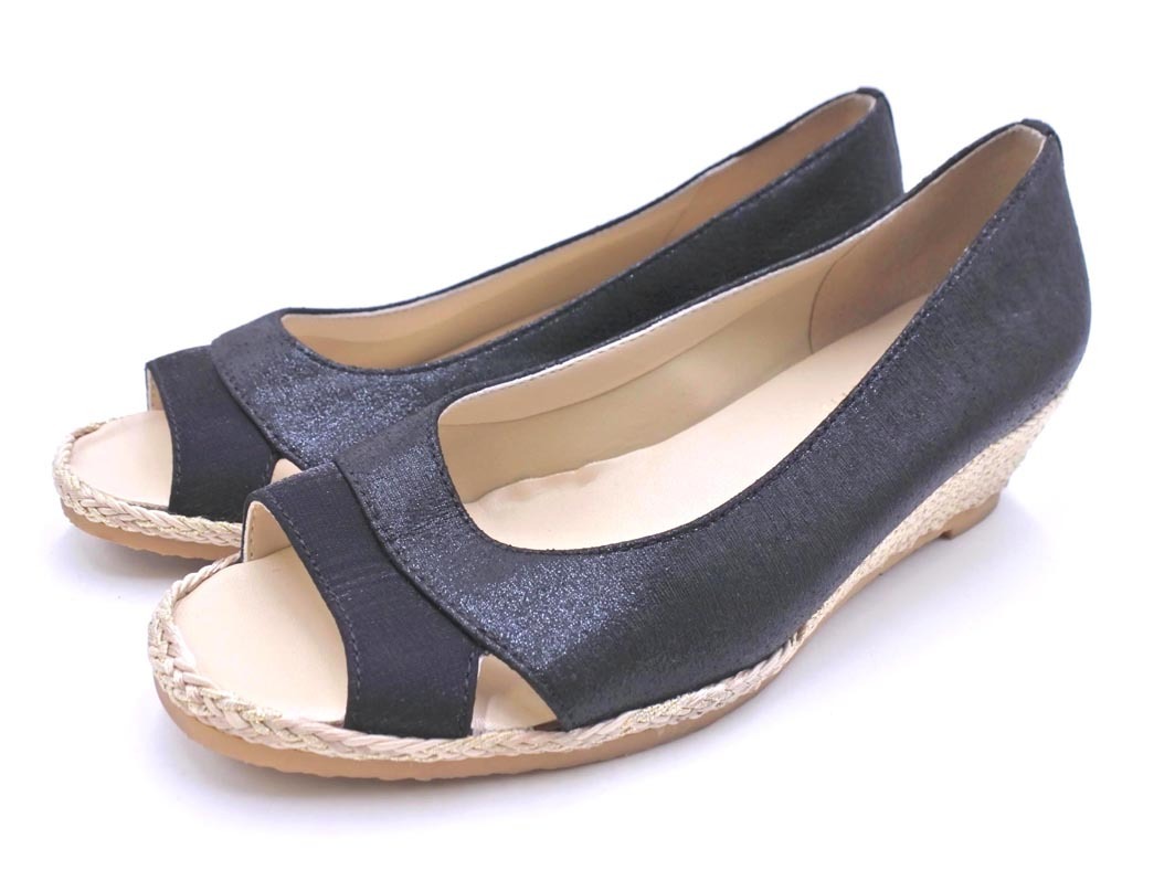 DIANA ダイアナ ウェッジソール サンダル size22.5/黒 ■◆ ☆ fab4 レディース