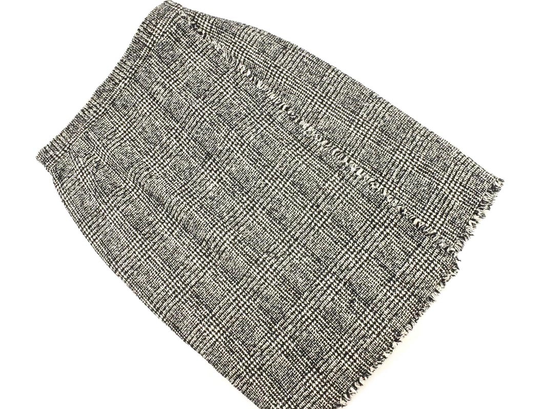 B ability ボッシュ ウール混 チェック ラップ風 タイト スカート size38/グレー ◇■ ☆ fab4 レディース