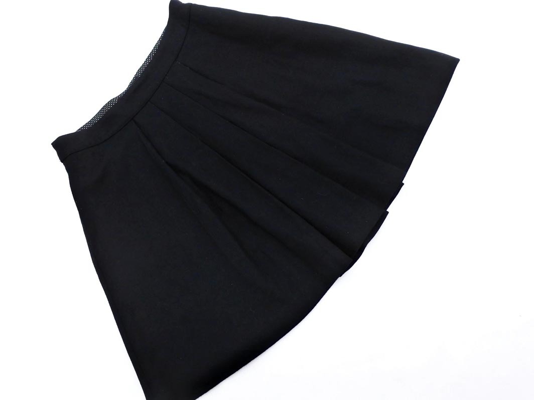 agnes b アニエスベー ウール混 Aライン 臺形 スカート size38/黒 ◇■ ☆ fab4 レディース