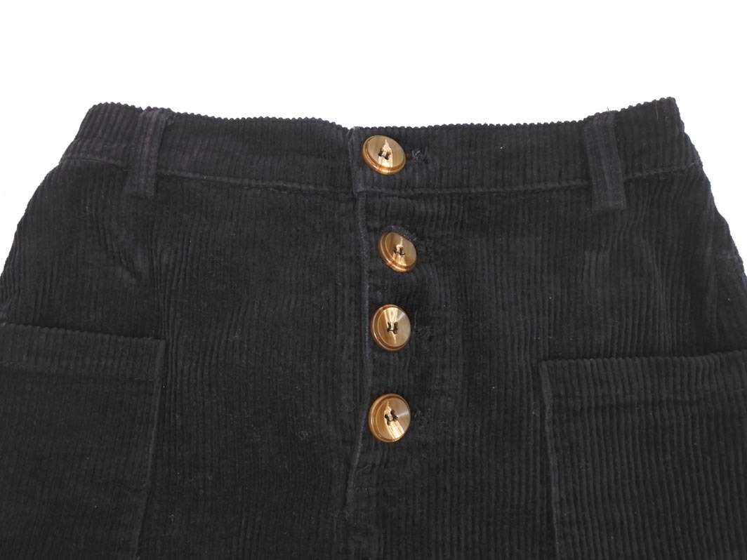 merlot メルロー コーデュロイ Aライン 台形 スカート 黒 ◇■ ☆ fab4 レディース_画像3
