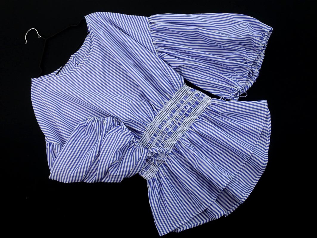 CECIL McBEE セシルマクビー ストライプ シャーリング ブラウス シャツ sizeM/白ｘ青 ■◇ ☆ fab5 レディース