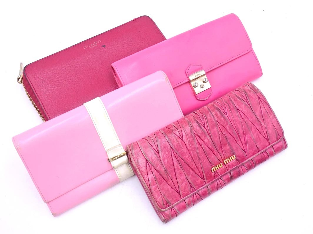 FURLA フルラ MIUMIU COACH アニエスベー 長財布 4点セット まとめ ピンク ■■ ☆ fab5 レディース