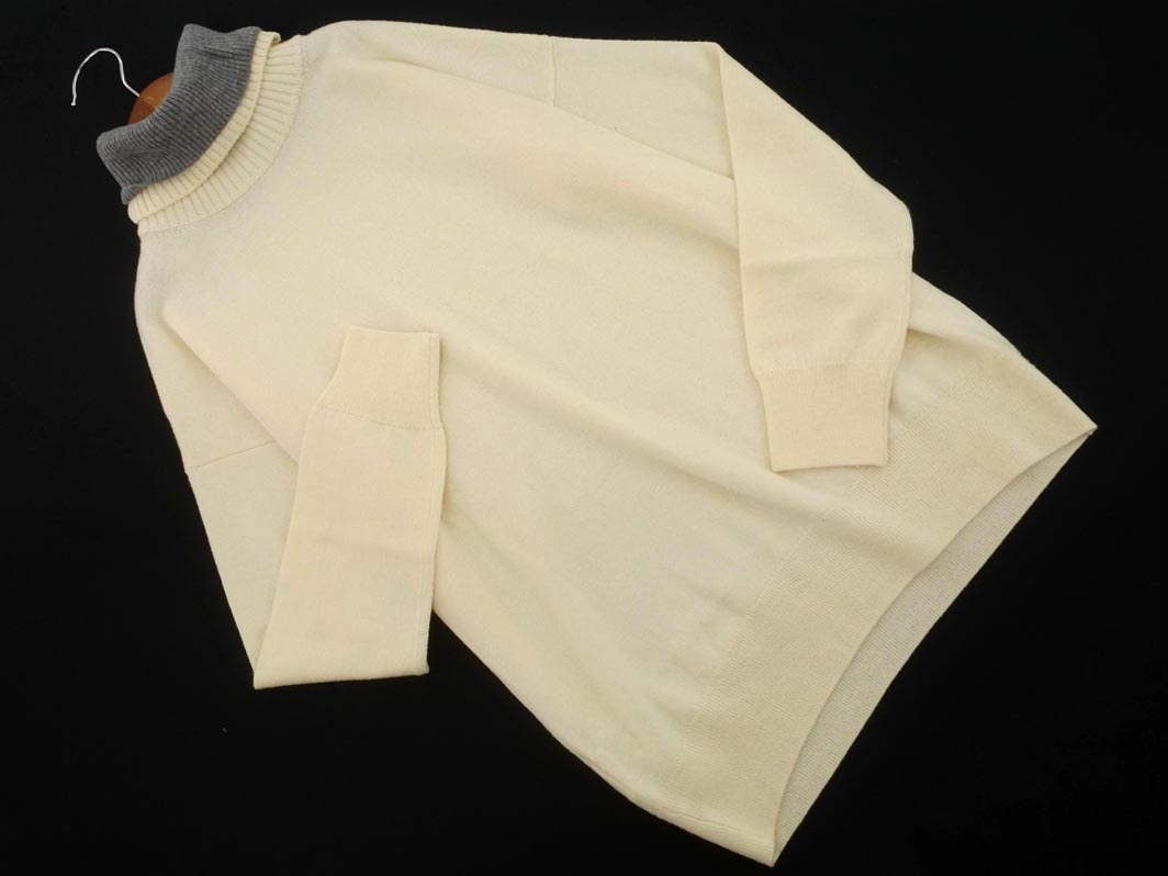 iCB アイシービー ウール100% タートルネック ニット セーター sizeS/アイボリーｘグレー ◇■ ☆ fab6 レディース