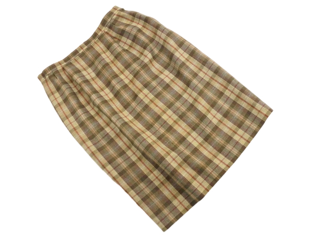 Leilian レリアン 大きいサイズ ウール100% チェック スカート size13プラス/ベージュ ◇■ ☆ fab6 レディース