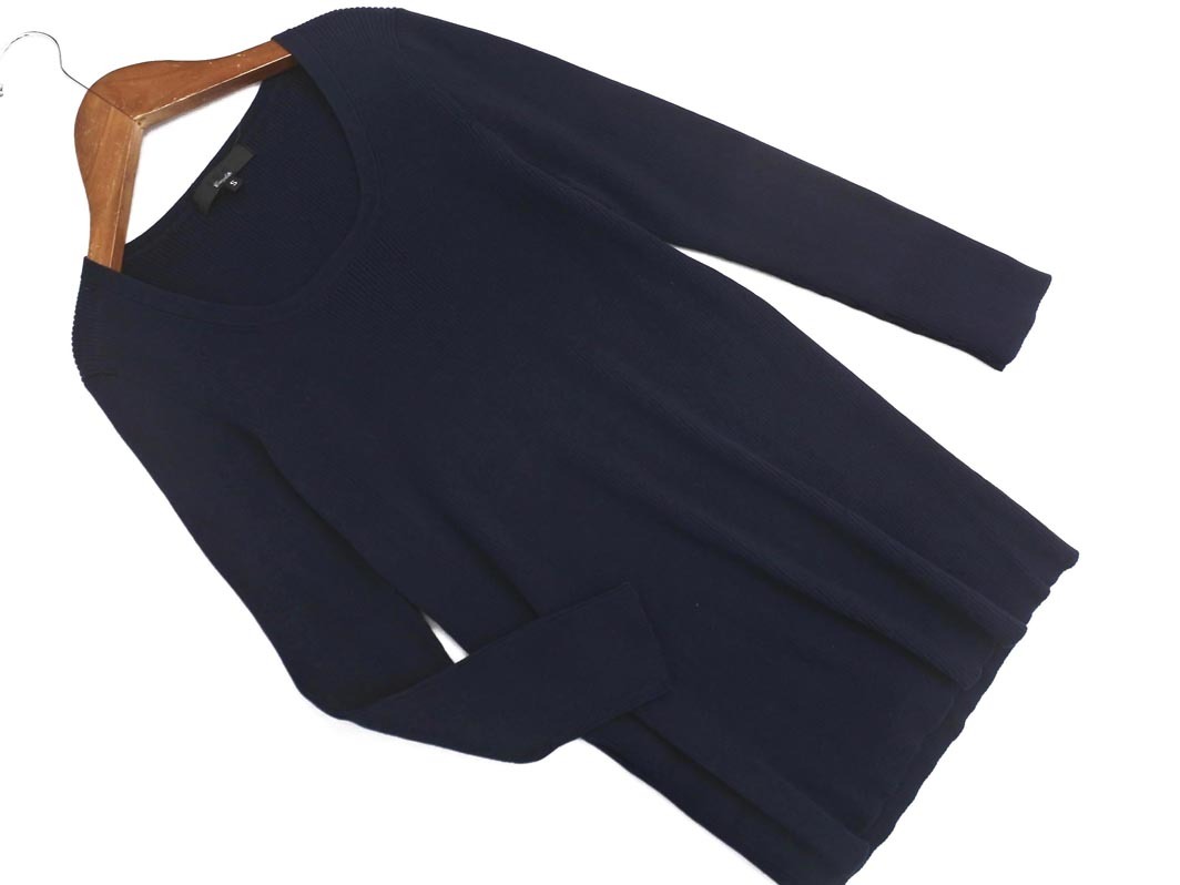 iCB アイシービー Uネック リブ ニット カットソー sizeS/濃紺 ◇■ ☆ fab6 レディース