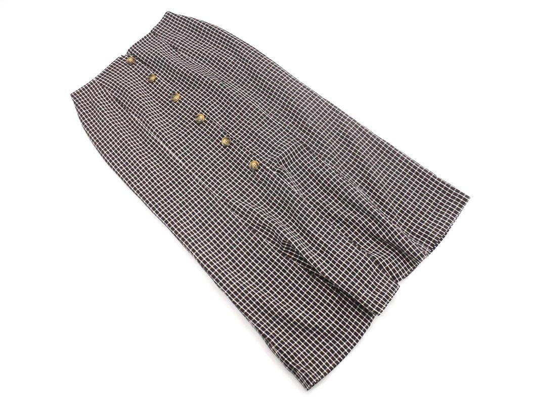 MURUA ムルーア ウール混 チェック ロング スカート sizeM/黒ｘブラウン ◇■ ☆ fab6 レディース