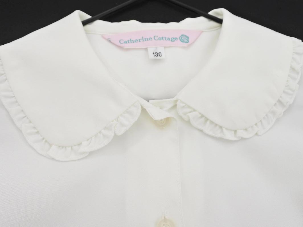 Catherine Cottage キャサリンコテージ フリル 丸襟 ブラウス シャツ size130ｃｍ/白 ■◇ ☆ fab6 子供服