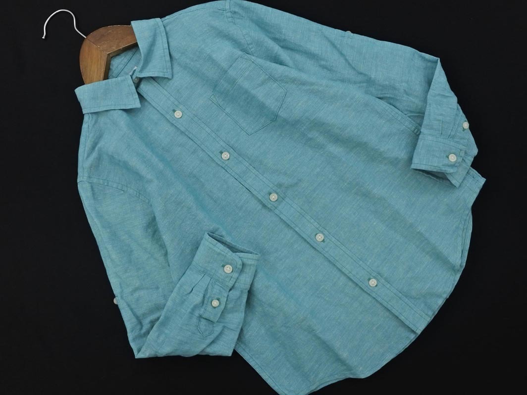 ネコポスOK 新品 JANIE AND JACK ジャニー アンド ジャック リネン混 シャツ size7（122-129.5cm）/緑 ■◇ ☆ fab6 子供服