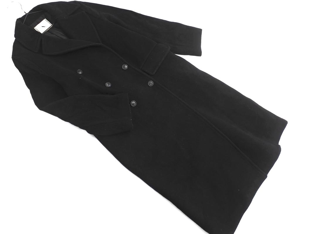 N. エヌ ナチュラルビューティーベーシック ウール混 ダブル ロング チェスター コート sizeS/黒 ◇■ ☆ fab6 レディース