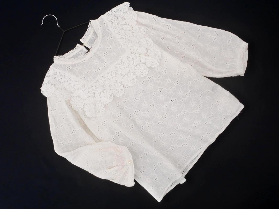 w closet ダブルクローゼット カットワーク ブラウス シャツ sizeF/オフホワイト ■◇ ☆ fab6 レディース