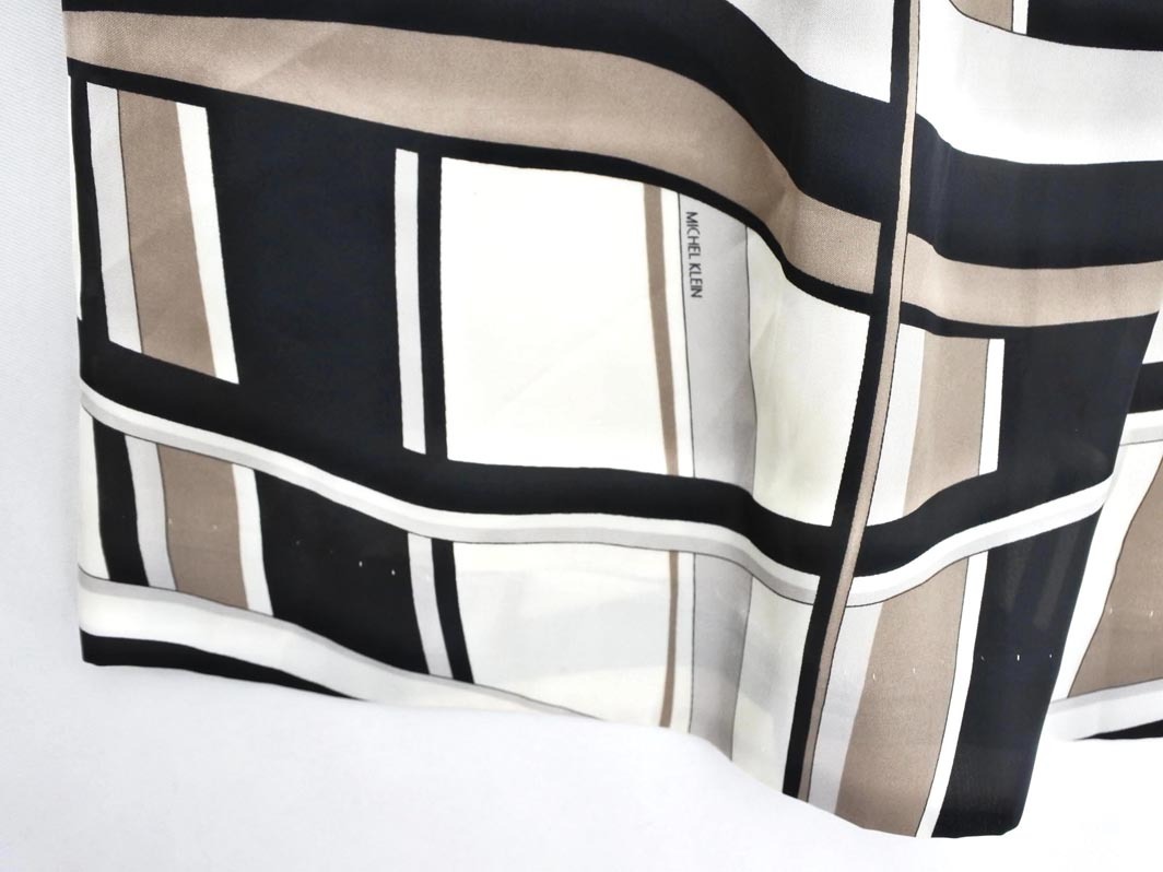 ネコポスOK MICHEL KLEIN ミッシェルクラン 総柄 スカート size36/白ｘ黒ｘブラウン ■◇ ☆ fab7 レディース