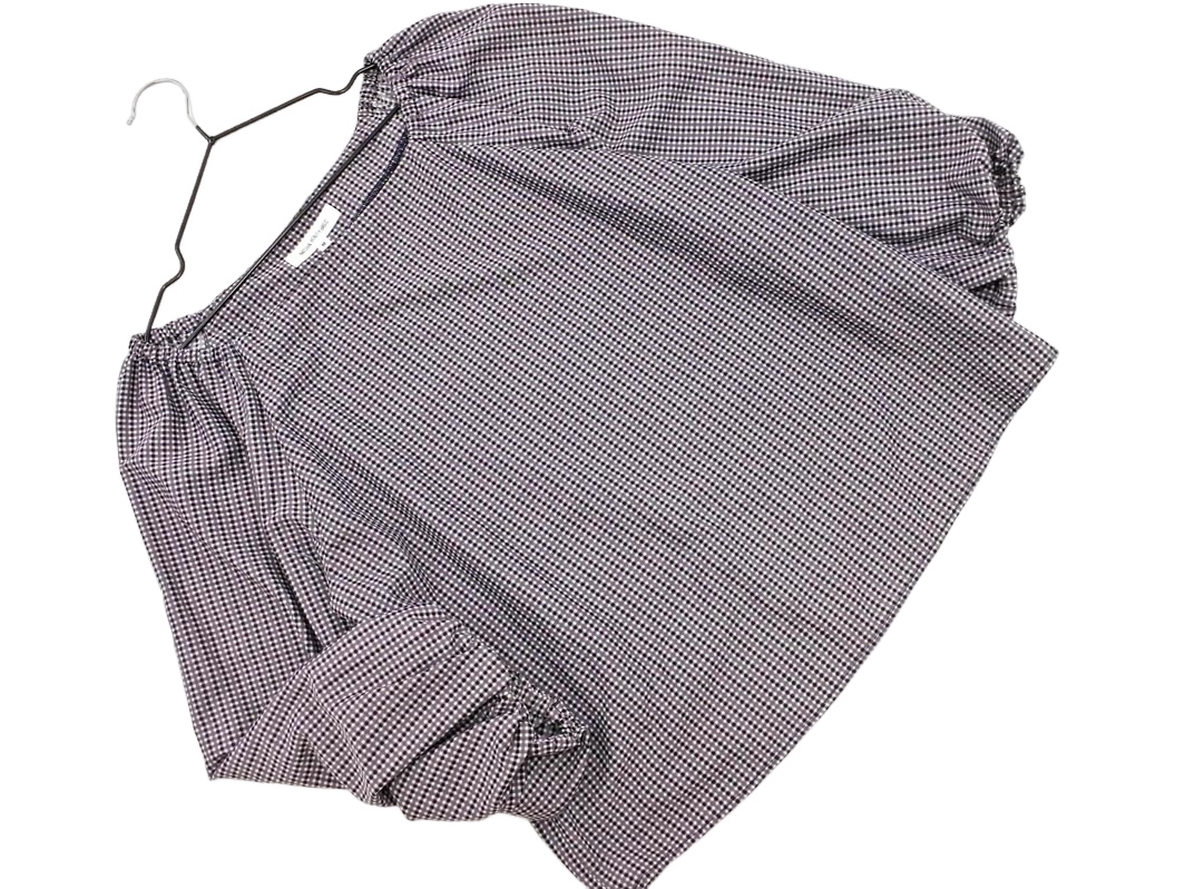 ネコポスOK NATURAL BEAUTY BASIC ナチュラルビューティーベーシック チェック ブラウス シャツ sizeM/グレー ■◇ ☆ fab6 レディース
