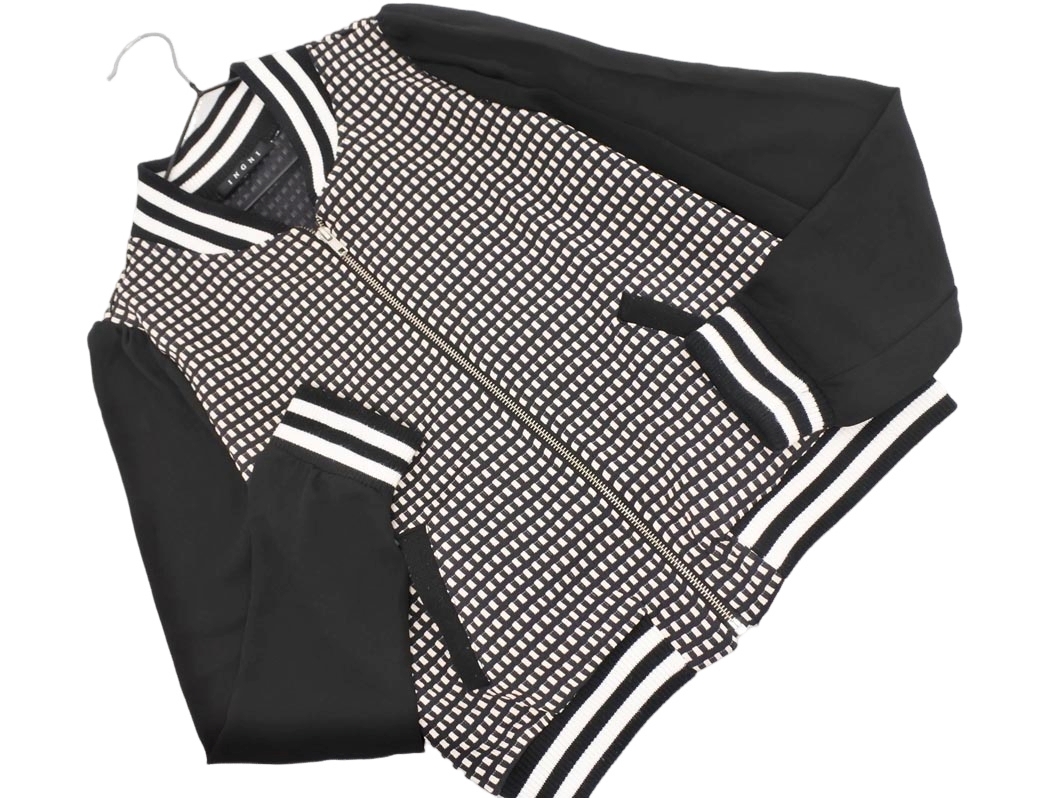 INGNI イング シフォン 切替 チェック ブルゾン ジャケット sizeM/白ｘ黒 ■◇ ☆ fab6 レディース