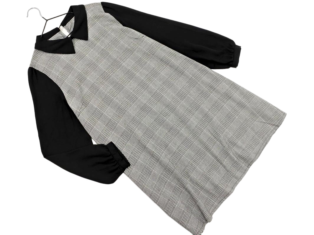 INGNI イング グレンチェック シフォン 切替 ワンピース sizeM/グレーｘ黒 ◇■ ☆ fab7 レディース