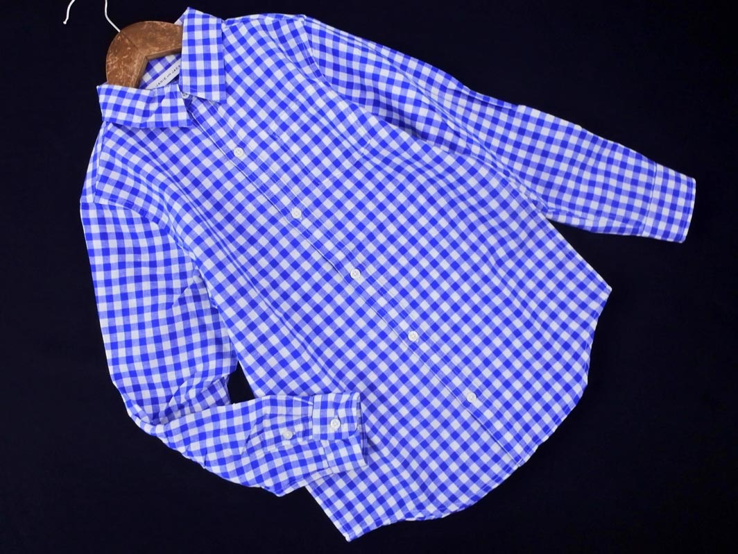 ネコポスOK 新品 ジャニー アンド ジャック リネン混 ギンガムチェック シャツ size8（140cm位）/白ｘ青 ■◇ ☆ fab6 子供服