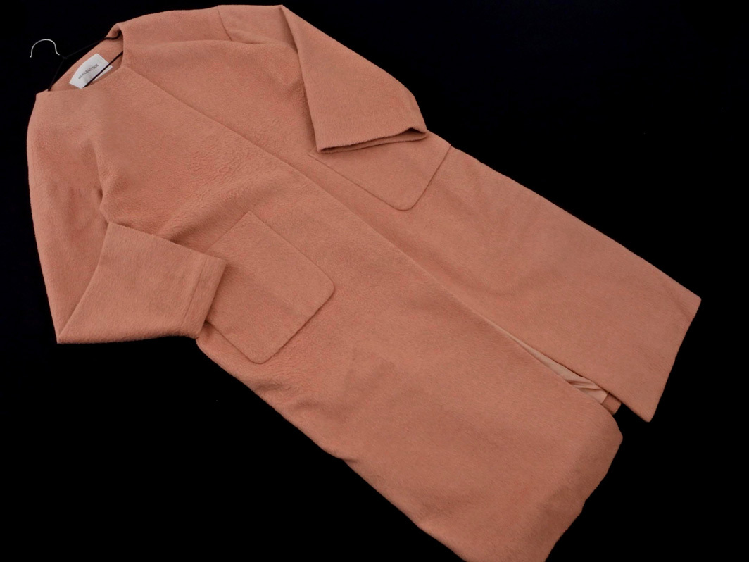 NATURAL BEAUTY BASIC ナチュラルビューティーベーシック ウール混 ノーカラー コート sizeS/ピンク ◇■ ☆ fab7 レディース