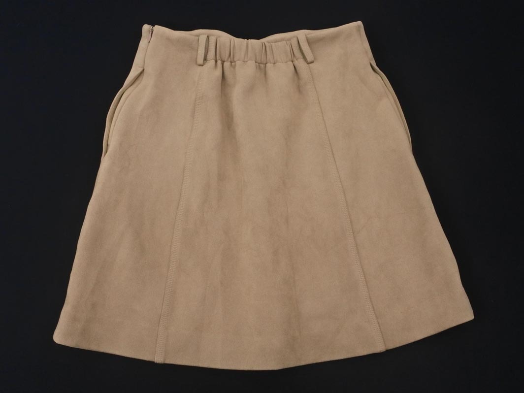 Heather ヘザー スウェード調(diào) Aライン 臺形 スカート sizeS/ベージュ ◇■ ☆ fac0 レディース