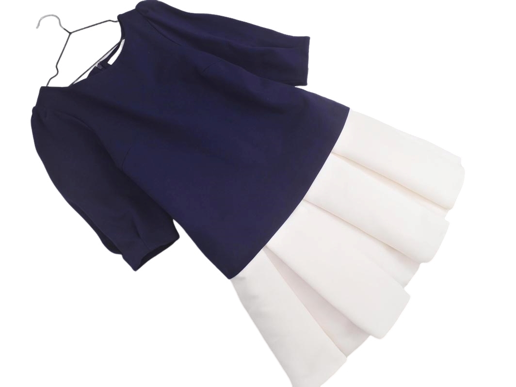 LAGUNAMOON ラグナムーン フェイクレイヤード ワンピース sizeM/紺ｘ白 ◇■ ☆ fac0 レディース