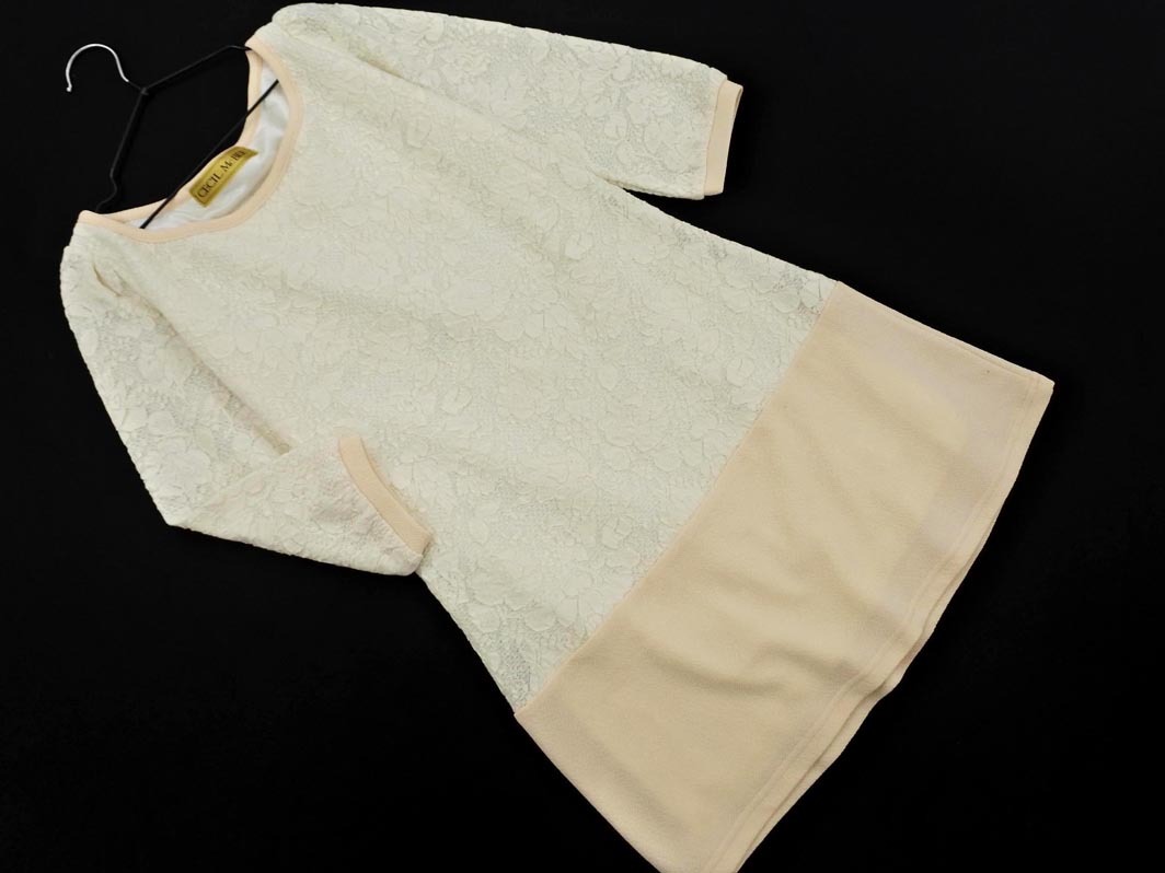 CECIL McBEE セシルマクビー レース 切替 ワンピース sizeM/白ｘピンク ■◇ ☆ fac1 レディース