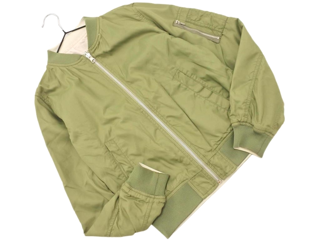 アースミュージック＆エコロジー MA-1 ナイロン リバーシブル フライト ジャケット sizeS/カーキｘベージュ ◇■ ☆ fac1 レディース