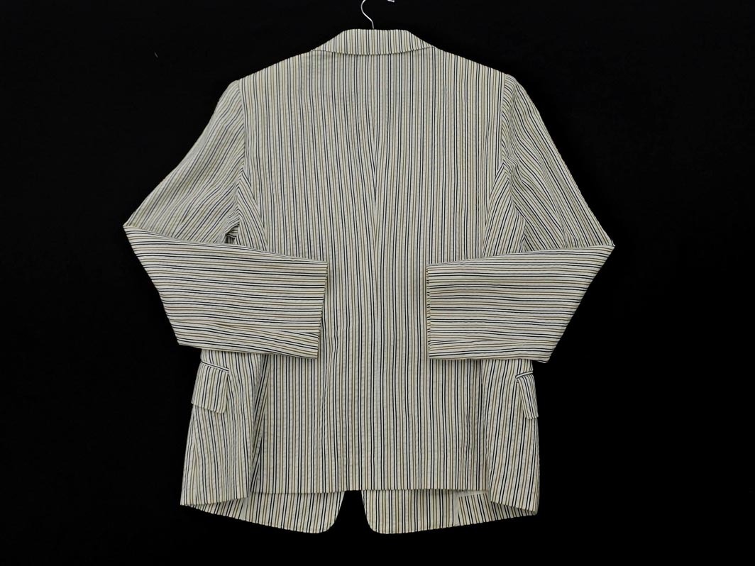 Aquascutum アクアスキュータム ストライプ テーラード ジャケット size5S/白ｘ紺ｘベージュ ■◇ ☆ fac2 レディース