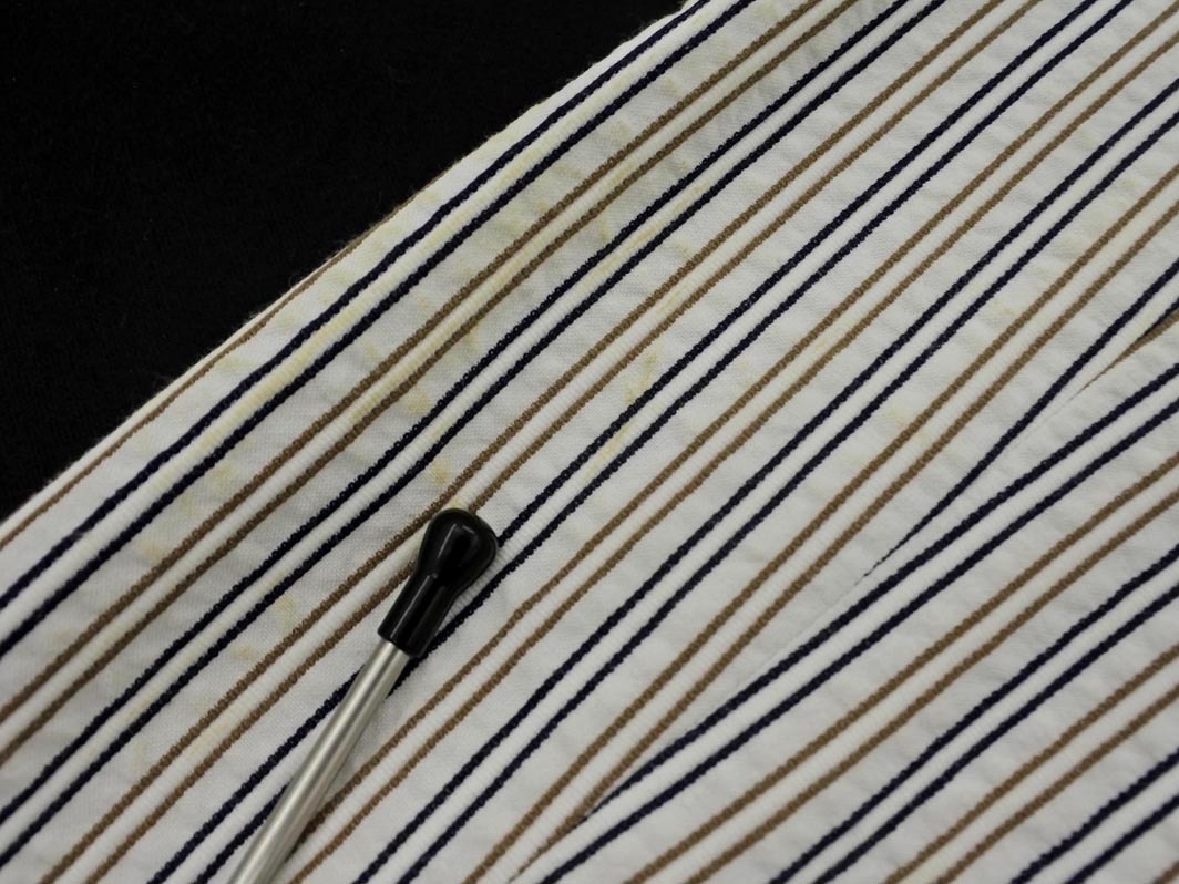 Aquascutum アクアスキュータム ストライプ テーラード ジャケット size5S/白ｘ紺ｘベージュ ■◇ ☆ fac2 レディース