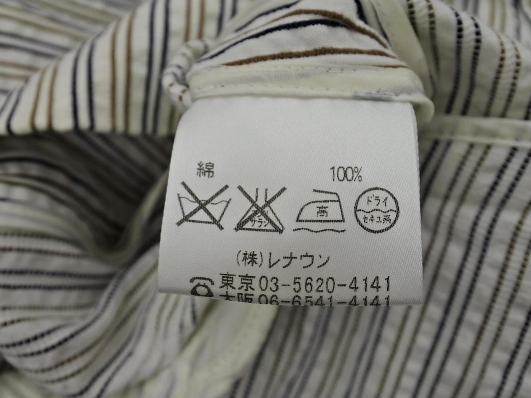 Aquascutum アクアスキュータム ストライプ テーラード ジャケット size5S/白ｘ紺ｘベージュ ■◇ ☆ fac2 レディース