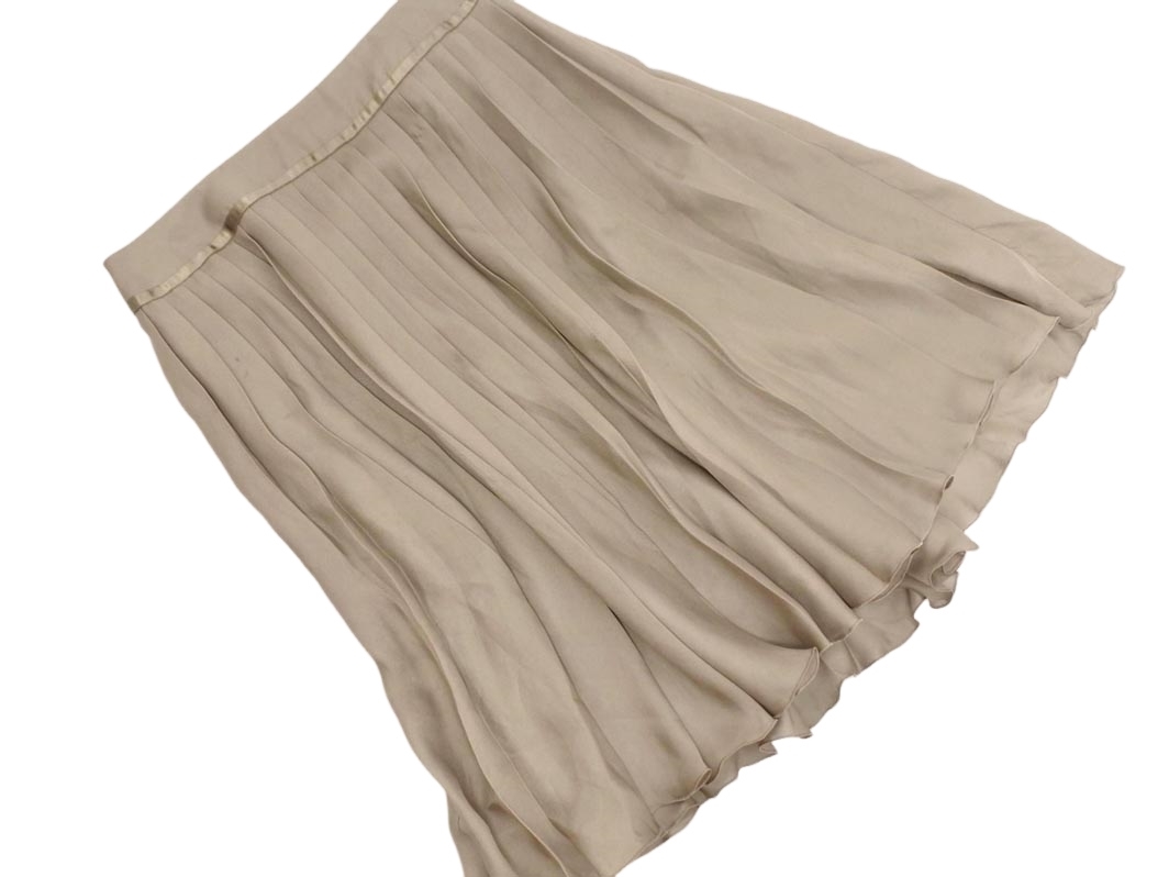 ネコポスOK INDIVI インディヴィ シフォン プリーツ フレア スカート size40/グレージュ ■◇ ☆ fac3 レディース