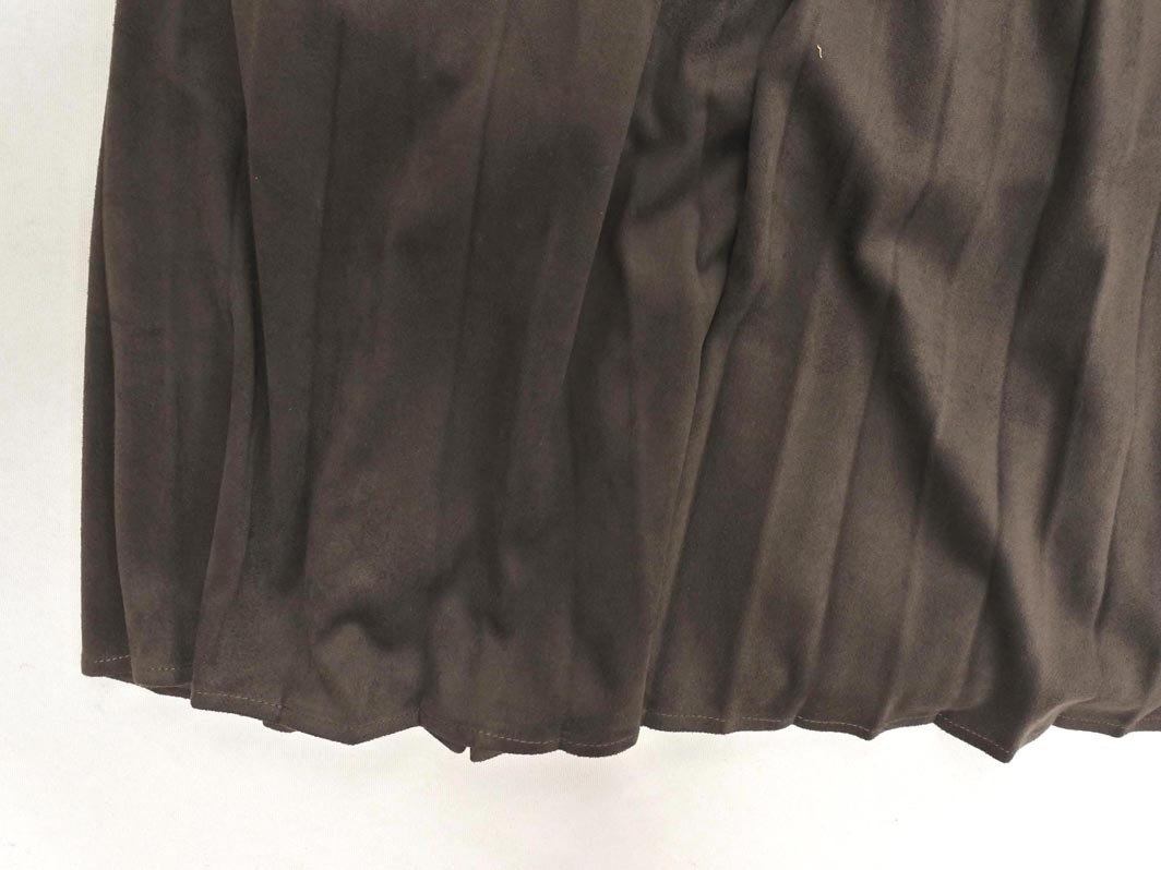 OPAQUE オペーク スウェード調(diào) プリーツ スカート sizeL/ダークブラウン ◇■ ☆ fac7 レディース