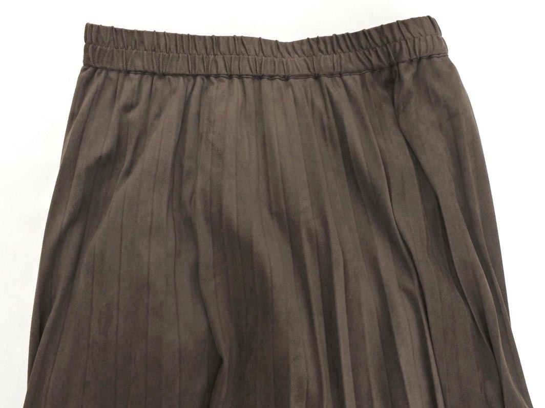 OPAQUE オペーク スウェード調(diào) プリーツ スカート sizeL/ダークブラウン ◇■ ☆ fac7 レディース