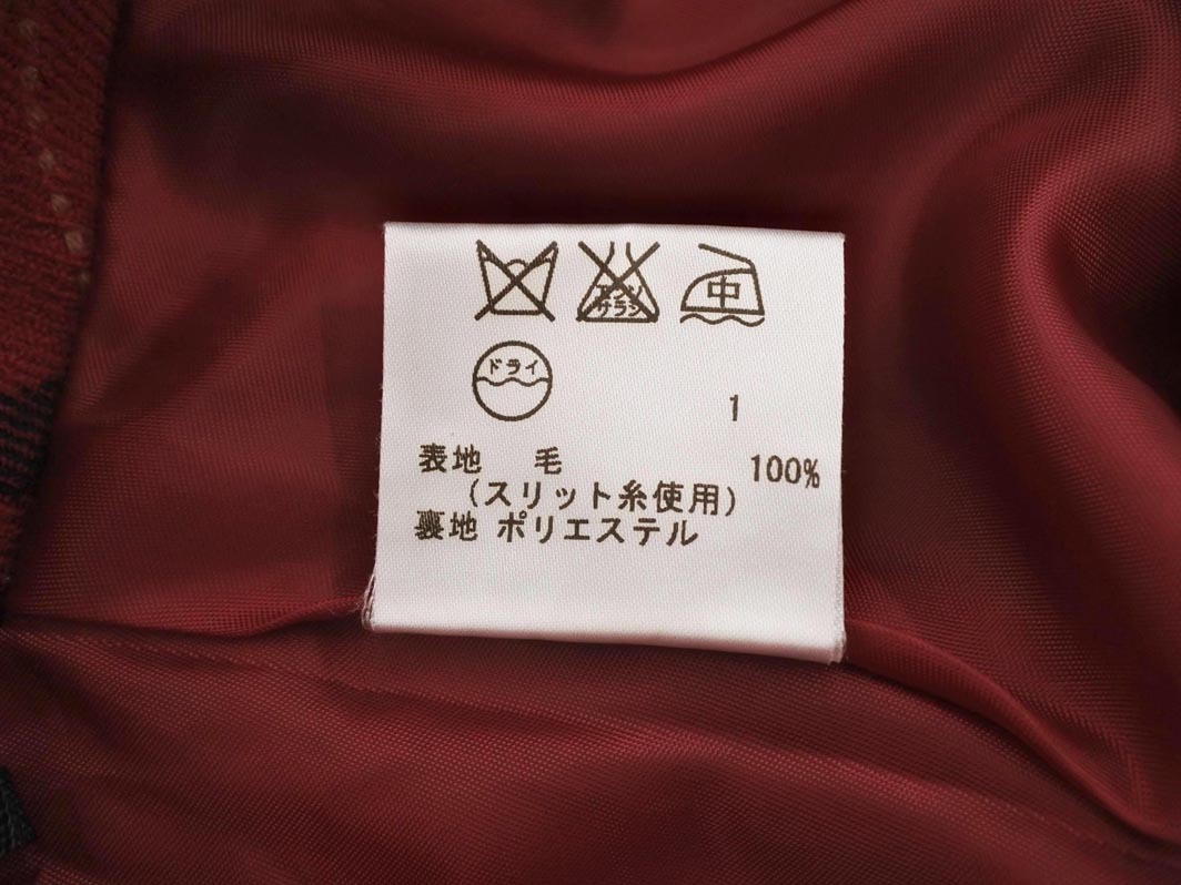 KUMIKYOKU 組曲 ウール100% チェック Aライン 臺(tái)形 スカート size3/赤 ◇■ ☆ fac9 レディース